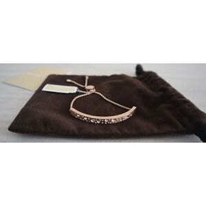 Michael Kors Scattered Pavé Crystals Rose Gold Brushed Bar Slider Bracelet $100